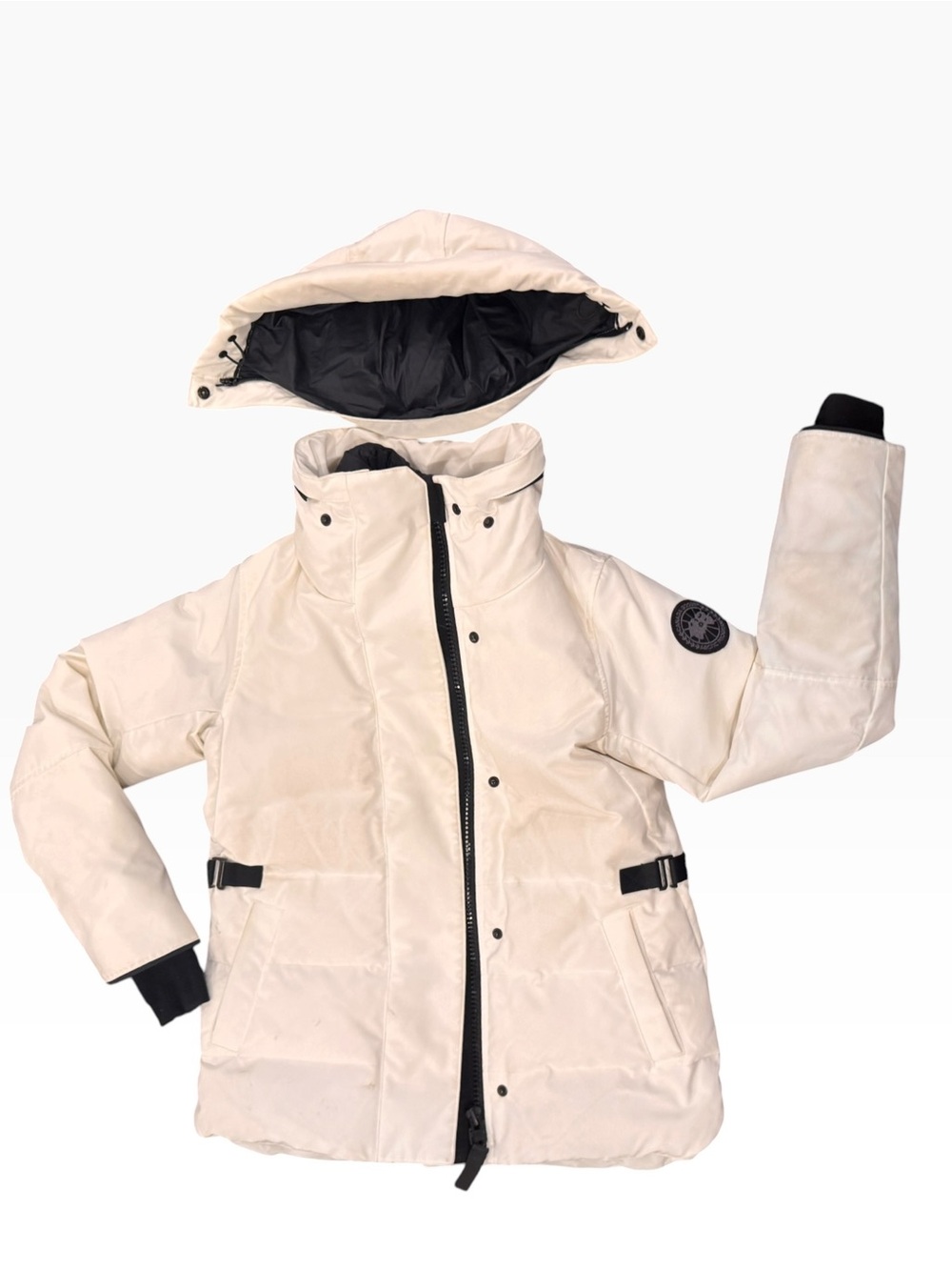 Canada Goose Lyndale Park Cream Puffer Jacket with Detachable Hood